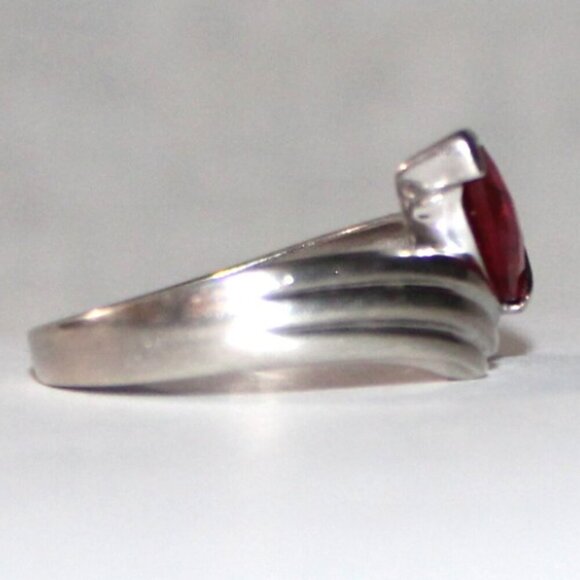 Sterling Silver Lab Created Ruby Ring - Picture 4 of 7